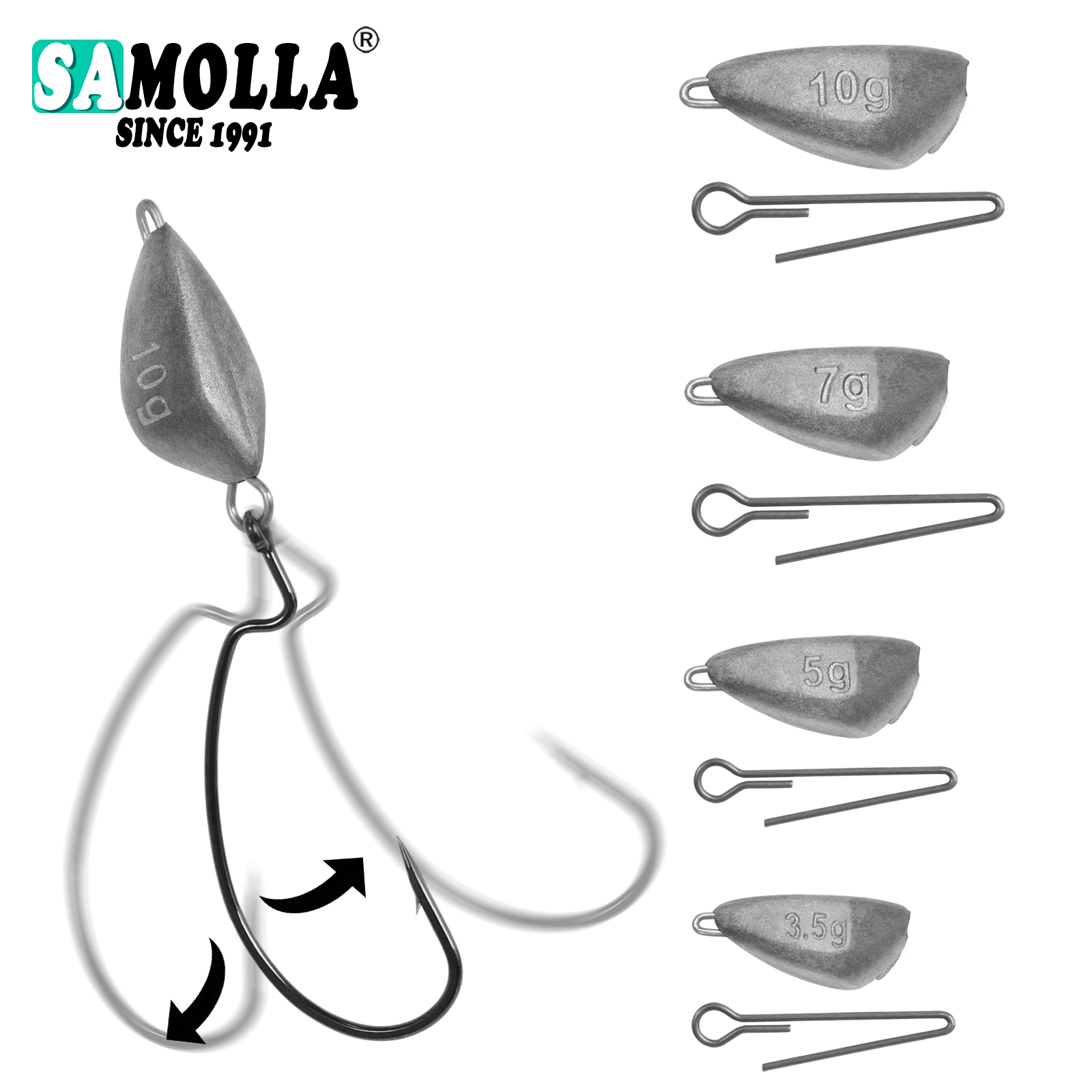 Fishing Hook Jig - SAMOLLA 5 pezzi Jig Head Peso